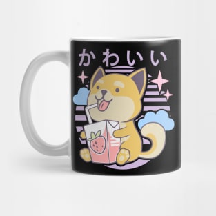 Kawaii Aesthetics Japanese Strawberry Milk Shake かわいい Dog - Violet - Strawberry Milk Mug